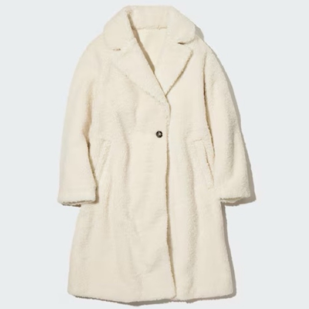 Uniqlo Cream Sherpa Coat - Small